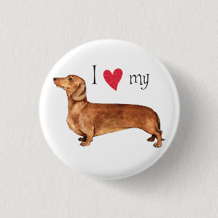 Badge Rond 2,50 Cm J'aime mon Dachshund