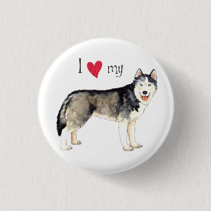 Badge Rond 2,50 Cm J'aime mon Husky