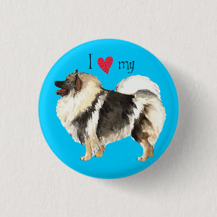 Badge Rond 2,50 Cm J'aime mon Keeshond