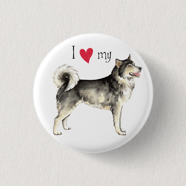 Badge Rond 2,50 Cm J'aime mon malemute d'Alaska (Devant)