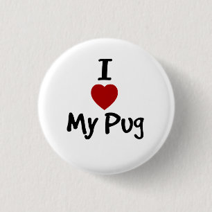 Badge Rond 2,50 Cm J'aime mon Pug