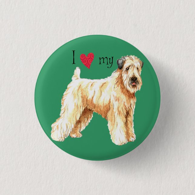 Badge Rond 2,50 Cm J'aime mon Terrier blond comme les blés enduit (Devant)