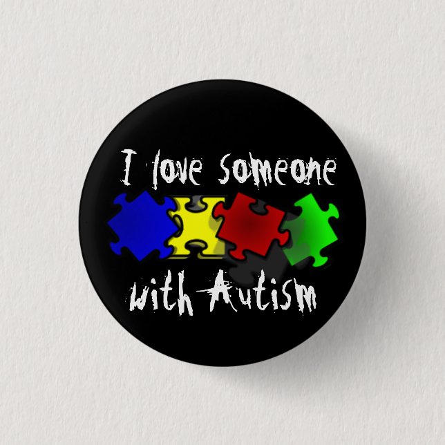 Badge Rond 2,50 Cm J'aime quelqu'un avec Autism Button (Devant)