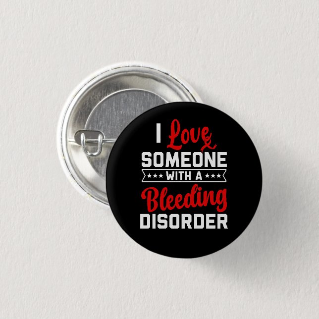 Badge Rond 2,50 Cm J'Aime Quelqu'Un Avec Un Trouble Saignant Ruban Ro (Devant & derrière)