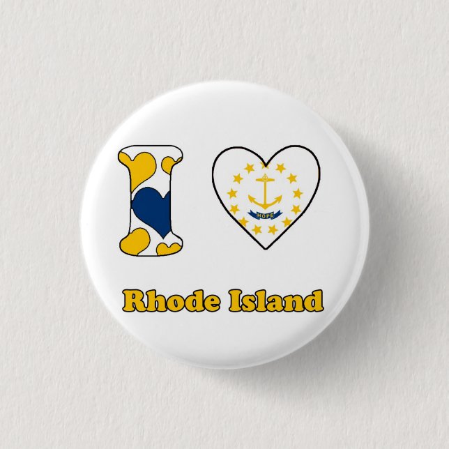 Badge Rond 2,50 Cm J'aime Rhode Island (Devant)