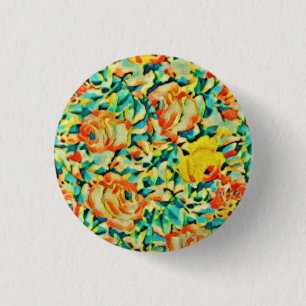 Badge Rond 2,50 Cm Jardin Fleur Rose sauvage d'été