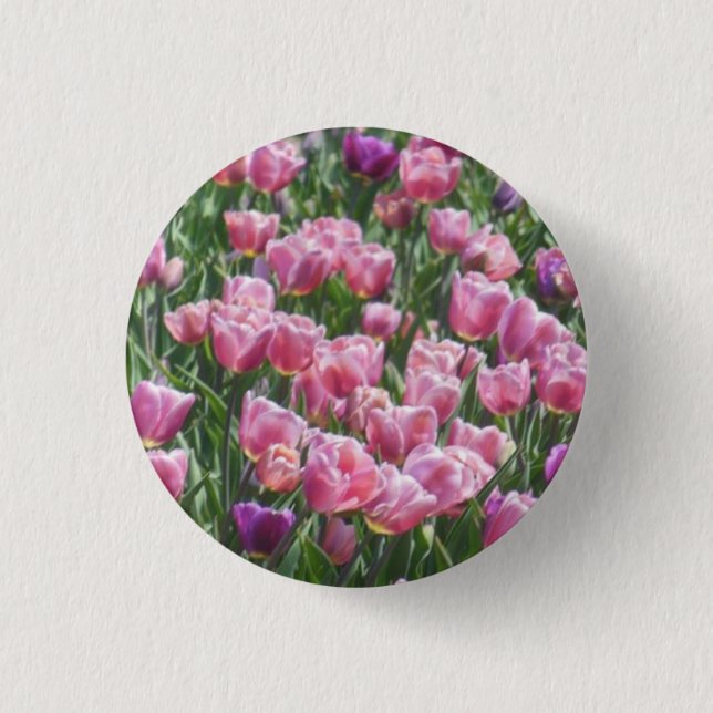 Badge Rond 2,50 Cm Jardin rose et pourpre de tulipe (Devant)