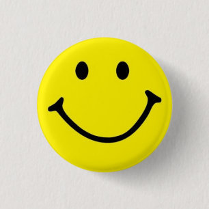 Badge Rond 2,50 Cm Jaune brillant et joyeux visage sourire