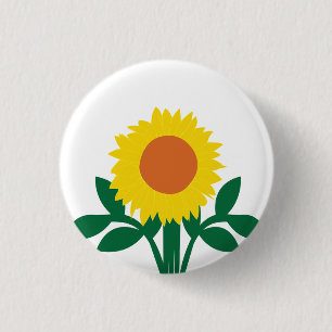 Badge Rond 2,50 Cm Jaune floral tournesol