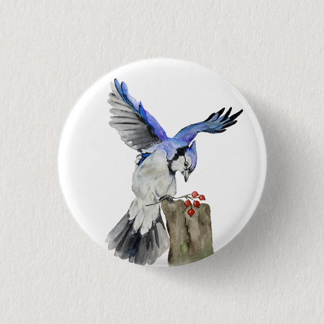 Badge Rond 2,50 Cm Jay bleu d'oiseau de la forêt (Devant)