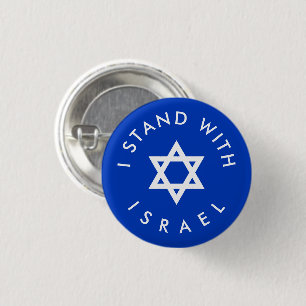 Badge Rond 2,50 Cm Je me tiens avec Israël bleu et blanc Étoile de Da