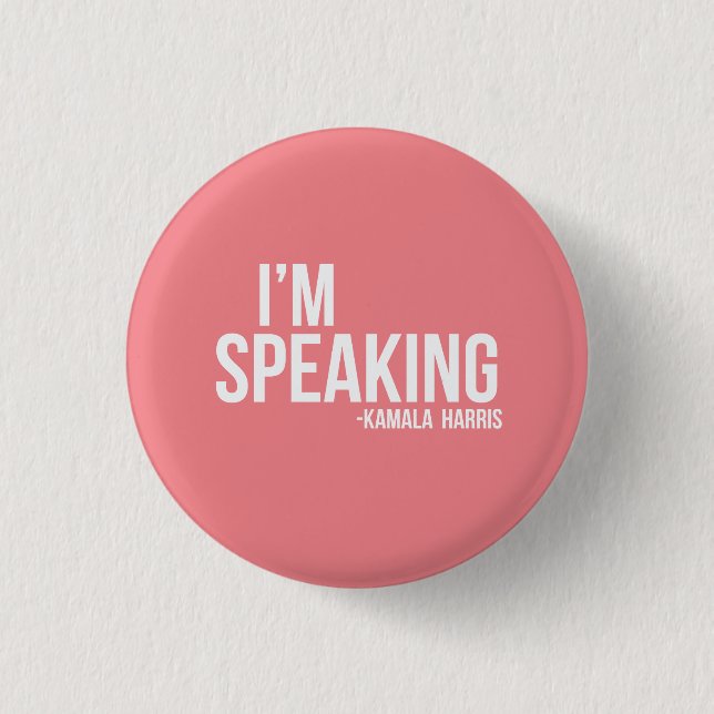Badge Rond 2,50 Cm Je parle - Kamal Harris en rose (Devant)