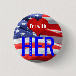 Badge Rond 2,50 Cm Je suis avec Hillary Clinton aux élections préside