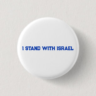 Badge Rond 2,50 Cm Je suis avec Israël blanc bleu serif texte personn