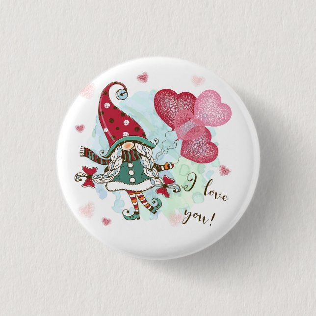Badge Rond 2,50 Cm Je t'aime Bouton (Devant)