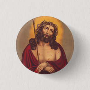 Badge Rond 2,50 Cm Jésus Couronné d'Épines Art Sombre