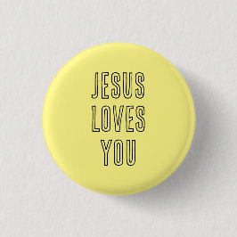 Badge Rond 2,50 Cm Jesus Love You Ajouter nom Jaune & Noir Christian