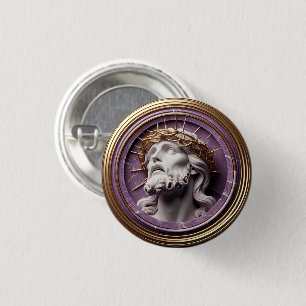 Badge Rond 2,50 Cm Jésus regardant vers les cieux avec des épines
