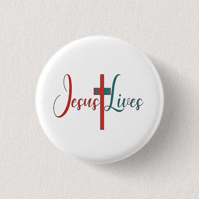 Badge Rond 2,50 Cm Jésus vit (Devant)