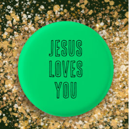 Badge Rond 2,50 Cm Jésus vous aime Personnalisé Vert & Noir Moderne