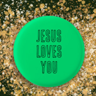 Badge Rond 2,50 Cm Jésus vous aime Personnalisé Vert & Noir Moderne