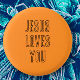 Badge Rond 2,50 Cm Jésus vous aime Personnaliser orange et noir moder