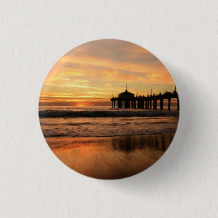 Badge Rond 2,50 Cm Jetty Over Beach Sunset