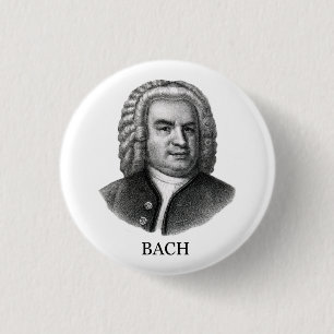 Badge Rond 2,50 Cm Johann Sebastian Bach, noir