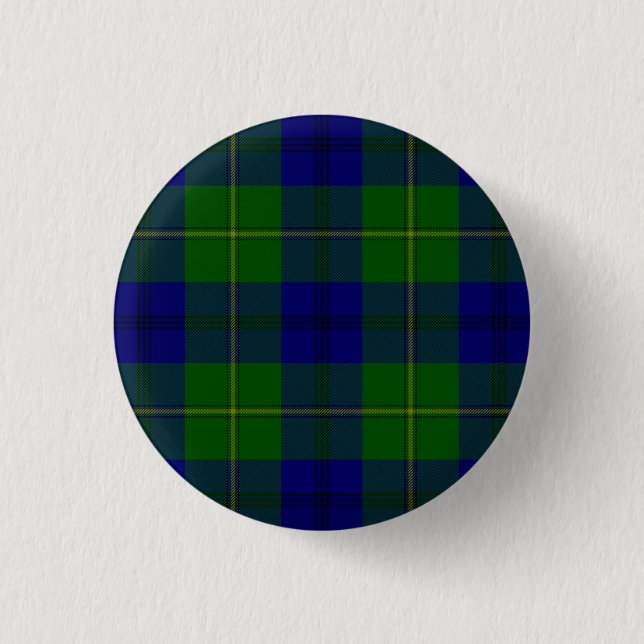 Badge Rond 2,50 Cm Johnstone tartan bleu vert plaid (Devant)