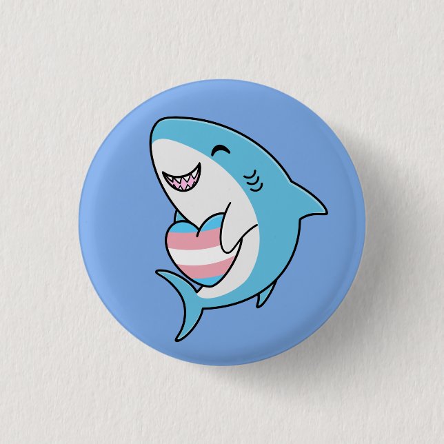 Badge Rond 2,50 Cm Joli Blahaj bleu requin tenant Trans Coeur (Devant)