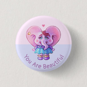 Badge Rond 2,50 Cm Joli Éléphant Dit Que Tu Es Belle