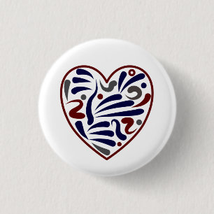Badge Rond 2,50 Cm Joli motif cardiaque abstrait