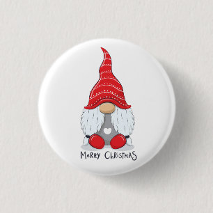 Badge Rond 2,50 Cm Joli Noël Gnome Aquarelle Art