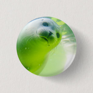 Badge Rond 2,50 Cm Joli Phoque Amical Sous L'Eau
