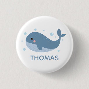 Badge Rond 2,50 Cm Jolie baleine heureuse personnalisée