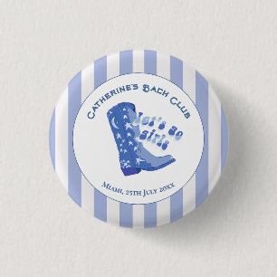 Badge Rond 2,50 Cm Jolie Rayure Bleue de Bottes de Cowgirl
