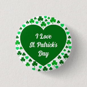 Badge Rond 2,50 Cm Jolis trèfles et coeurs verts Saint-Patrick