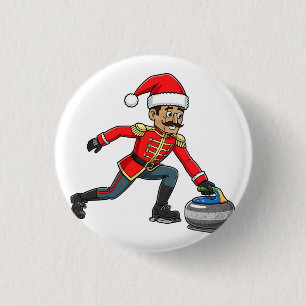 Badge Rond 2,50 Cm  Joueur de curling Casse-Noisette Fêtes Sports d'h