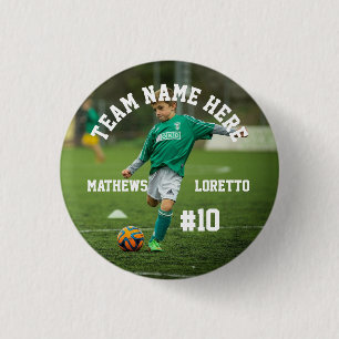 Badge Rond 2,50 Cm Joueur de football Ajouter le nom Numéro d'équipe