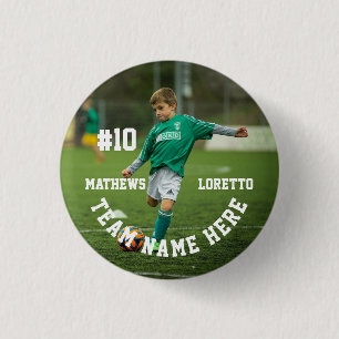 Badge Rond 2,50 Cm Joueur de football Ajouter un nom Numéro Équipe et