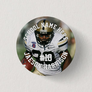 Badge Rond 2,50 Cm Joueur de football Ajouter un nom Numéro Équipe et