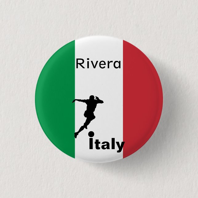 Badge Rond 2,50 Cm Joueur de football, Italie personnalisable (Devant)