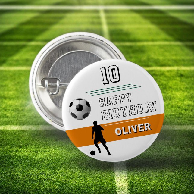 Badge Rond 2,50 Cm Joueur de football moderne Silhouette Joyeux anniv (Créateur téléchargé)