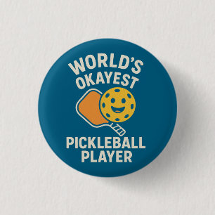Badge Rond 2,50 Cm Joueur de Pickleball Moyennement Bon du Monde
