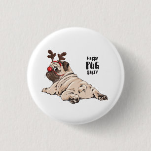 Badge Rond 2,50 Cm Joyeuse partie de carlin