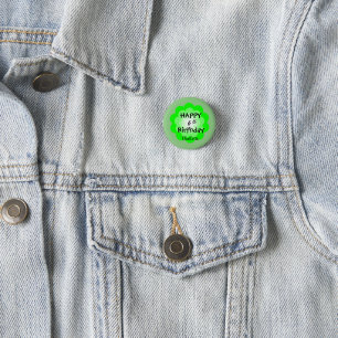 Badge Rond 2,50 Cm Joyeux 00e anniversaire mignon fleur de boho vert