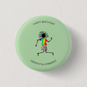 Badge Rond 2,50 Cm Joyeux Anniversaire, Belle Danseur Africaine