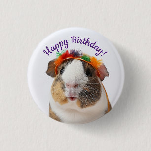 Badge Rond 2,50 Cm Joyeux Anniversaire - Parti Animal Guinée Pig #2