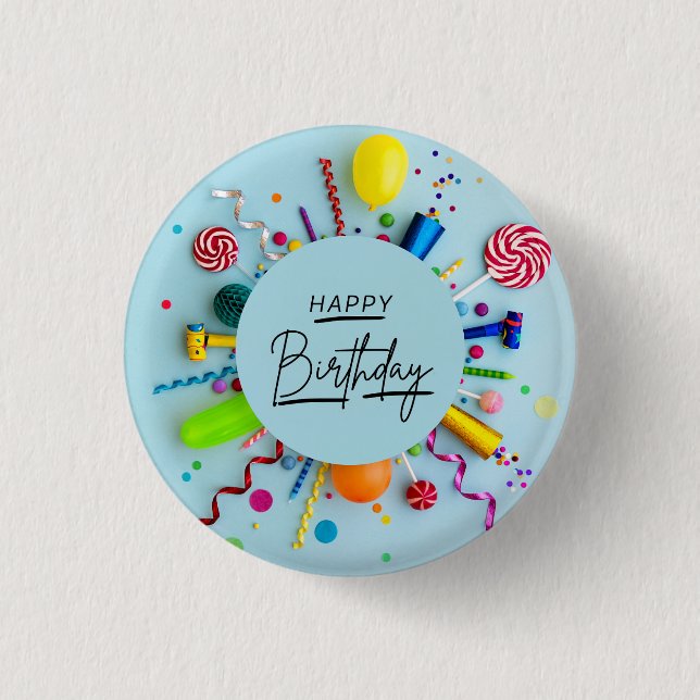 Badge Rond 2,50 Cm Joyeux Bouton Amusant Surprise Anniversaire (Devant)