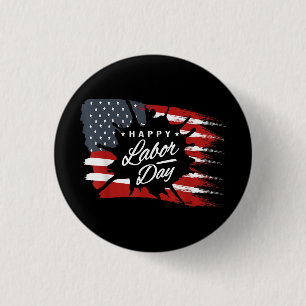 Badge Rond 2,50 Cm Joyeux cadeau de la fête du travail drapeau améric